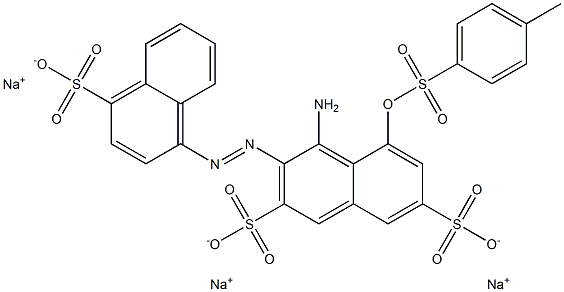 2,7-Naphthalenedisulfonic acid, 4-amino-5-[[(4-methylphenyl)sulfonyl]oxy]-3-[(4-sulfo-1-naphthalenyl)azo]-, trisodium salt Structure