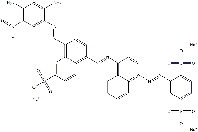 1,4-Benzenedisulfonic acid, 2-[[4-[[4-[(2,4-diamino-5-nitrophenyl)azo]-6-sulfo-1-naphthalenyl]azo]-1-naphthalenyl]azo]-, trisodium salt Structure