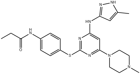 N-(4-(4-(3-Methyl-1H-pyrazol-5-ylaMino)-6-(4-Methylpiperazin-1-yl)pyriMidin-2-ylthio)phenyl)propionaMide Structure