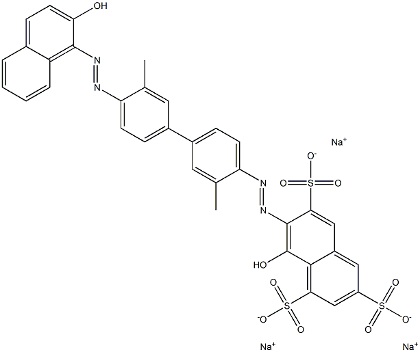 1,3,6-Naphthalenetrisulfonic acid, 8-hydroxy-7-[[4'-[(2-hydroxy-1-naphthalenyl)azo]-3,3'-dimethyl[1,1'-biphenyl]-4-yl]azo]-, trisodium salt 化学構造式
