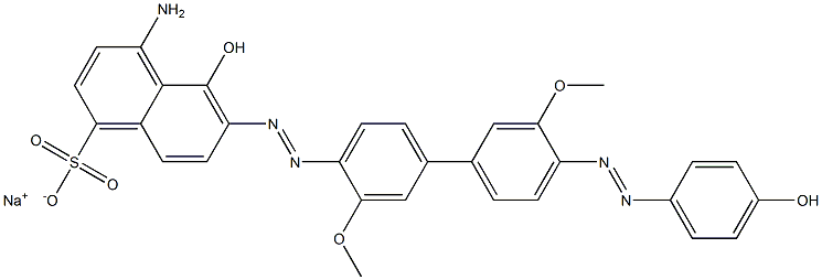 1-Naphthalenesulfonic acid, 4-amino-5-hydroxy-6-[[4'-[(4-hydroxyphenyl)azo]-3,3'-dimethoxy[1,1'-biphenyl]-4-yl]azo]-, monosodium salt Struktur