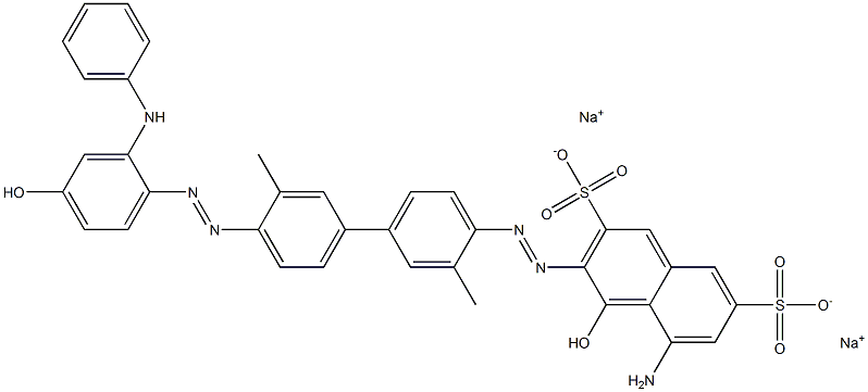 2,7-Naphthalenedisulfonic acid, 5-amino-4-hydroxy-3-[[4'-[[4-hydroxy-2-(phenylamino)phenyl]azo]-3,3'-dimethyl[1,1'-biphenyl]-4-yl]azo]-, disodium salt Struktur