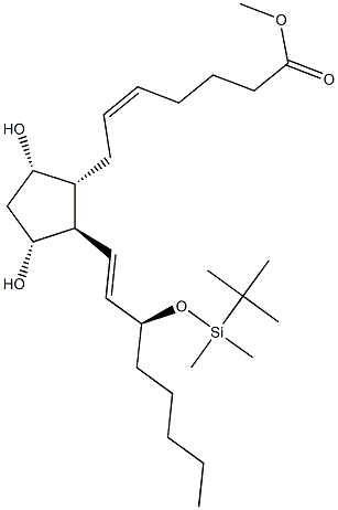 (5Z,9alpha,11alpha,13E,15S)-15-[[(1,1-Dimethylethyl)dimethylsilyl]oxy]-9,11-dihydroxy-prosta-5,13-dien-1-oic acid methyl ester Struktur
