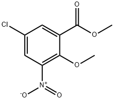 5-Chloro-2-methoxy-3-nitro-benzoic acid methyl ester, 65851-92-5, 结构式