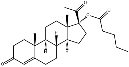 17-alpha-Hydroxy Progesterone Valerate 化学構造式
