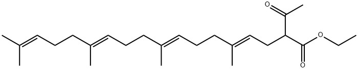 ethyl (4E,8E,12E)-2-acetyl-5,9,13,17-tetramethyloctadeca-4,8,12,16-tetraenoate Structure