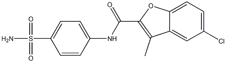 N-[4-(aminosulfonyl)phenyl]-5-chloro-3-methyl-1-benzofuran-2-carboxamide Struktur