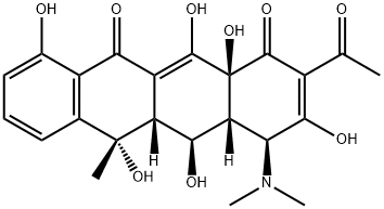 1,11(4H,5H)-Naphthacenedione, 2-acetyl-4-(dimethylamino)-4a,5a,6,12a-tetrahydro-3,5,6,10,12,12a-hexahydroxy-6-methyl-, (4S,4aR,5S,5aR,6S,12aS)- Structure