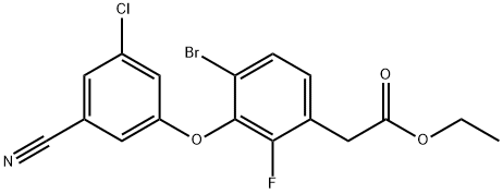 Benzeneacetic acid, 4-bromo-3-(3-chloro-5-cyanophenoxy)-2-fluoro-, ethyl ester Structure