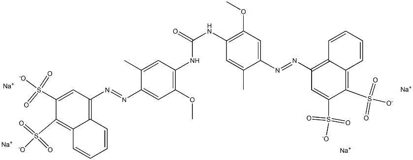 1,-Naphthalenedisulfonic acid, 4,4'-[carbonylbis[imino(5-methoxy-2-methyl-4,1-phenylene)azo]]bis-, tetrasodium salt Structure