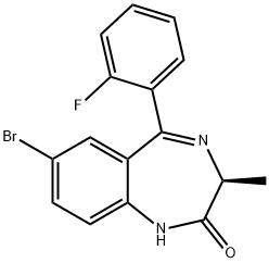 (3S)-7-bromo--5-(2-fluorophenyl)-3-methyl-1,3-dihydro-2H-1,4-benzodiazepin-2-one Struktur