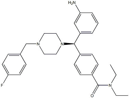 4-[(R)-(3-aminophenyl)-[4-[(4-fluorophenyl)methyl]piperazin-1-yl]methyl]-N,N-diethyl-benzamide Structure