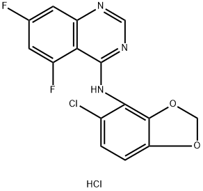 N-(5-chlorobenzo[d][1,3]dioxol-4-yl)-5,7-difluoroquinazolin-4-amine hydrochloride Struktur