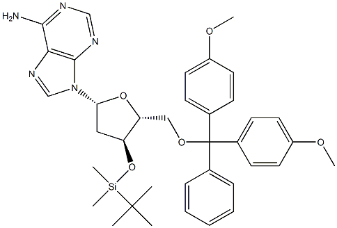 3'-O-(t-Butyldimethylsilyl)-5'-O-(4,4'-dimethoxytrityl)-2'-deoxyadenosine Structure