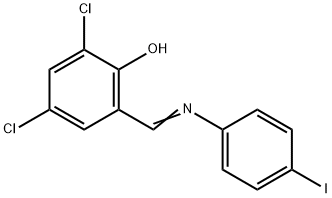 2,4-dichloro-6-{[(4-iodophenyl)imino]methyl}phenol Struktur