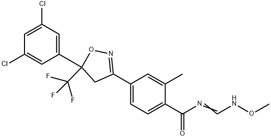 4-[5-(3,5-二氯苯基)-4,5-二氢-5-(三氟甲基)-3- 异恶唑基]-N-[(甲氧基氨基)亚甲基]-2-甲基苯 甲酰胺, 928783-29-3, 结构式