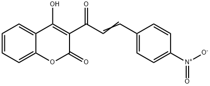 (E)-4-hydroxy-3-(3-(4-nitrophenyl) acryloyl)-2H-chromen-2-one Struktur