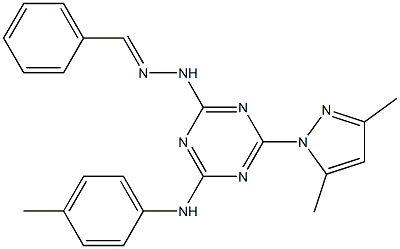 benzaldehyde [4-(3,5-dimethyl-1H-pyrazol-1-yl)-6-(4-toluidino)-1,3,5-triazin-2-yl]hydrazone Structure