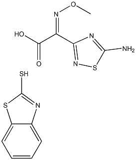 2-(5-氨基-1,2,4-噻二唑-3-基)-2-甲氧亚胺基乙酸苯并噻唑硫醇酯 结构式