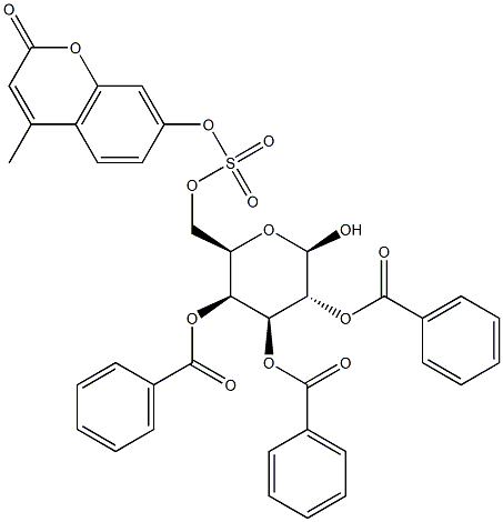 4-Methylumbelliferyl2,3,4-tri-O-benzoyl-b-D-galactopyranoside-6-sulfate 结构式