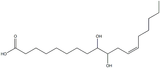 (Z)-9,10-dihydroxyoctadec-12-enoic acid Structure