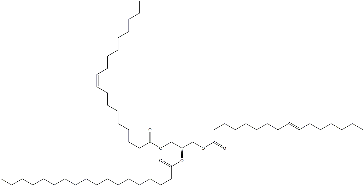 1-(9Z-hexadecenoyl)-2-octadecanoyl-3-(9Z-octadecenoyl)-sn-glycerol Structure
