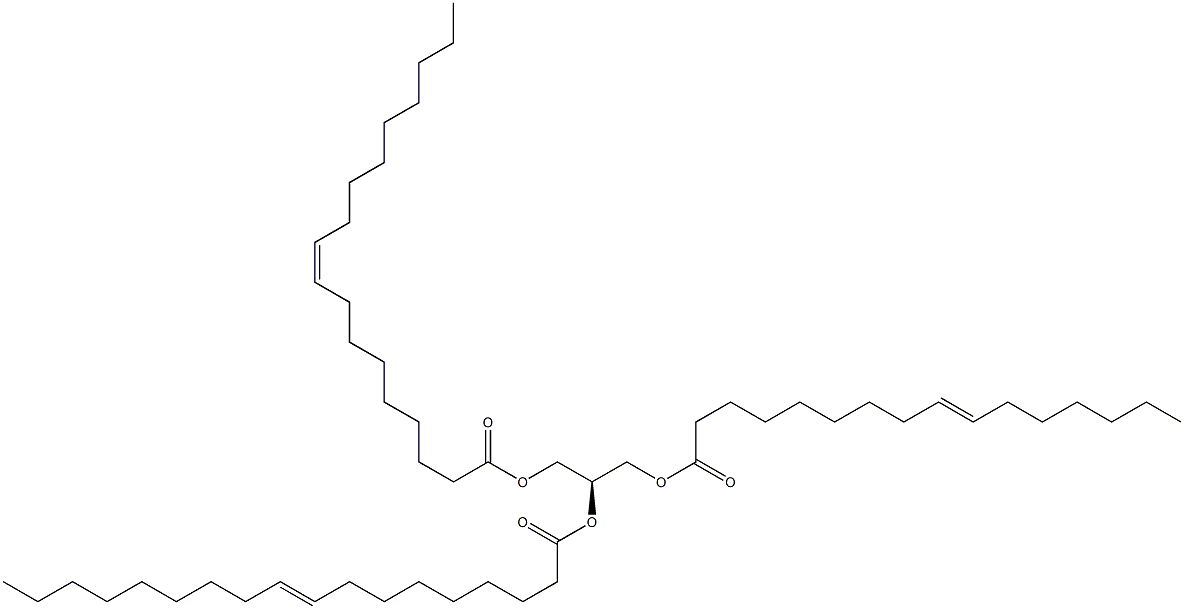 1-(9Z-hexadecenoyl)-2,3-di-(9Z-octadecenoyl)-sn-glycerol 化学構造式