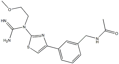 4-(3-(acetamidomethyl)phenyl)-2-((2-methoxyethyl)guanidino)thiazole Structure