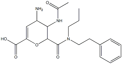5-(acetylamino)-4-amino-6-(phenethylpropylcarbamoyl)-5,6-dihydro-4H-pyran-2-carboxylic acid Structure