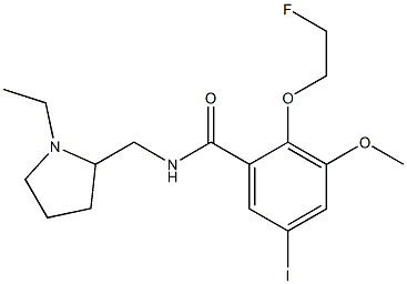 2-(2-fluoroethoxy)-5-iodo-3-methoxy-N-((1-ethyl-2-pyrrolidinyl)methyl)benzamide Struktur