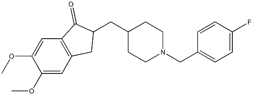 1-(4-fluorobenzyl)-4-((5,6-dimethoxy-1-oxoindan-2-yl)methyl)piperidine,,结构式