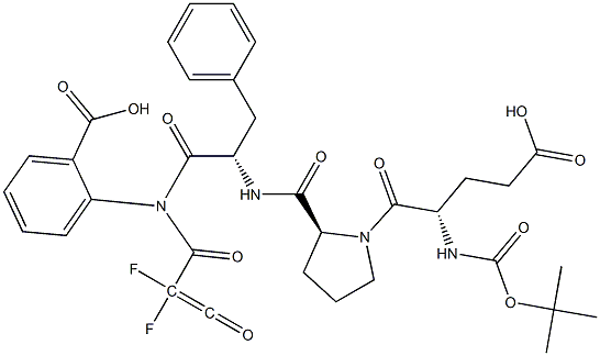 tert-butoxycarbonyl-glutamyl-prolyl-phenylalanyl (((2-carboxyphenyl)amino)carbonyl)difluoromethylene ketone Structure