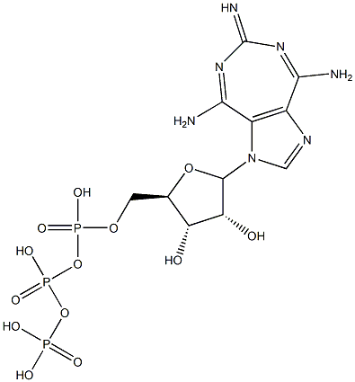 4,8-diamino-6-imino-6H-1-ribofuranosylimidazo-4,5-e--1,3-diazepine-5'-triphosphate Struktur