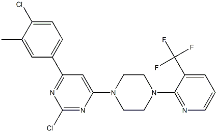 2-CHLORO-4-(4-CHLORO-3-METHYL-PHENYL)-6-[4-(3-TRIFLUOROMETHYL-PYRIDIN-2-YL)-PIPERAZIN-1-YL]-PYRIMIDINE,,结构式