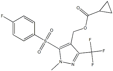 [5-[(4-fluorophenyl)sulfonyl]-1-methyl-3-(trifluoromethyl)-1H-pyrazol-4-yl]methyl cyclopropanecarboxylate Struktur