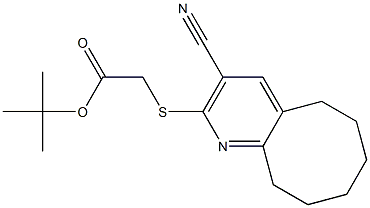 tert-butyl 2-[(3-cyano-5,6,7,8,9,10-hexahydrocycloocta[b]pyridin-2-yl)sulfanyl]acetate Struktur