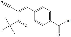 4-[(Z)-2-cyano-4,4-dimethyl-3-oxo-1-pentenyl]benzenecarboxylic acid Struktur