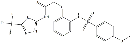 2-[(2-{[(4-methoxyphenyl)sulfonyl]amino}phenyl)sulfanyl]-N-[5-(trifluoromethyl)-1,3,4-thiadiazol-2-yl]acetamide Struktur