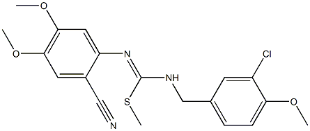 1-{[(Z)-[(3-chloro-4-methoxybenzyl)amino](methylsulfanyl)methylidene]amino}-2-cyano-4,5-dimethoxybenzene|