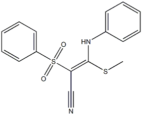 (E)-3-anilino-3-(methylsulfanyl)-2-(phenylsulfonyl)-2-propenenitrile Struktur