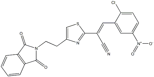(E)-3-(2-chloro-5-nitrophenyl)-2-{4-[2-(1,3-dioxo-1,3-dihydro-2H-isoindol-2-yl)ethyl]-1,3-thiazol-2-yl}-2-propenenitrile Struktur
