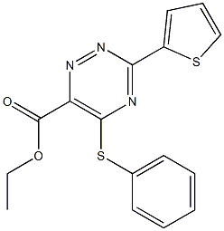 ethyl 5-(phenylsulfanyl)-3-(2-thienyl)-1,2,4-triazine-6-carboxylate Struktur