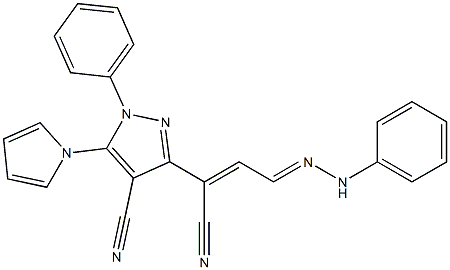 3-[1-cyano-3-(2-phenylhydrazono)prop-1-enyl]-1-phenyl-5-(1H-pyrrol-1-yl)-1H-pyrazole-4-carbonitrile Struktur