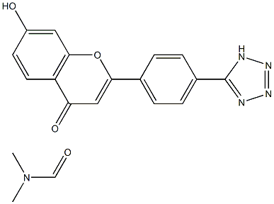 7-hydroxy-2-[4-(1H-1,2,3,4-tetraazol-5-yl)phenyl]-4H-chromen-4-one dimethylformamide Struktur