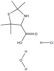 2,2,5,5-tetramethyl-1,3-thiazolane-4-carboxylic acid hydrochloride hydrate Struktur
