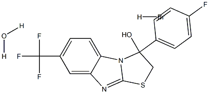 3-(4-fluorophenyl)-7-(trifluoromethyl)-2,3-dihydrobenzo[4,5]imidazo[2,1-b][ 1,3]thiazol-3-ol hydrobromide hydrate Struktur