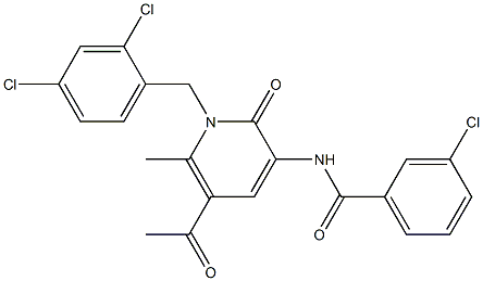 N-[5-acetyl-1-(2,4-dichlorobenzyl)-6-methyl-2-oxo-1,2-dihydro-3-pyridinyl]-3-chlorobenzenecarboxamide Structure