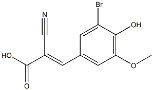 (2E)-3-(3-bromo-4-hydroxy-5-methoxyphenyl)-2-cyanoacrylic acid Struktur