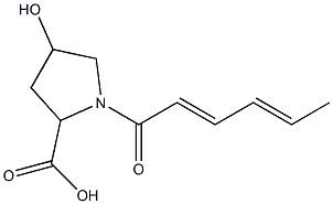 1-[(2E,4E)-hexa-2,4-dienoyl]-4-hydroxypyrrolidine-2-carboxylic acid Structure