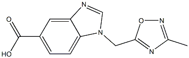1-[(3-methyl-1,2,4-oxadiazol-5-yl)methyl]-1H-1,3-benzodiazole-5-carboxylic acid Struktur